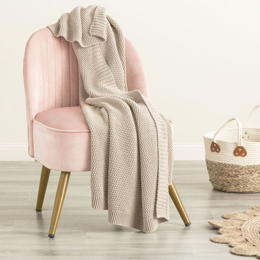 Moss Seed Stitch 100% Cotton Knitted Throw