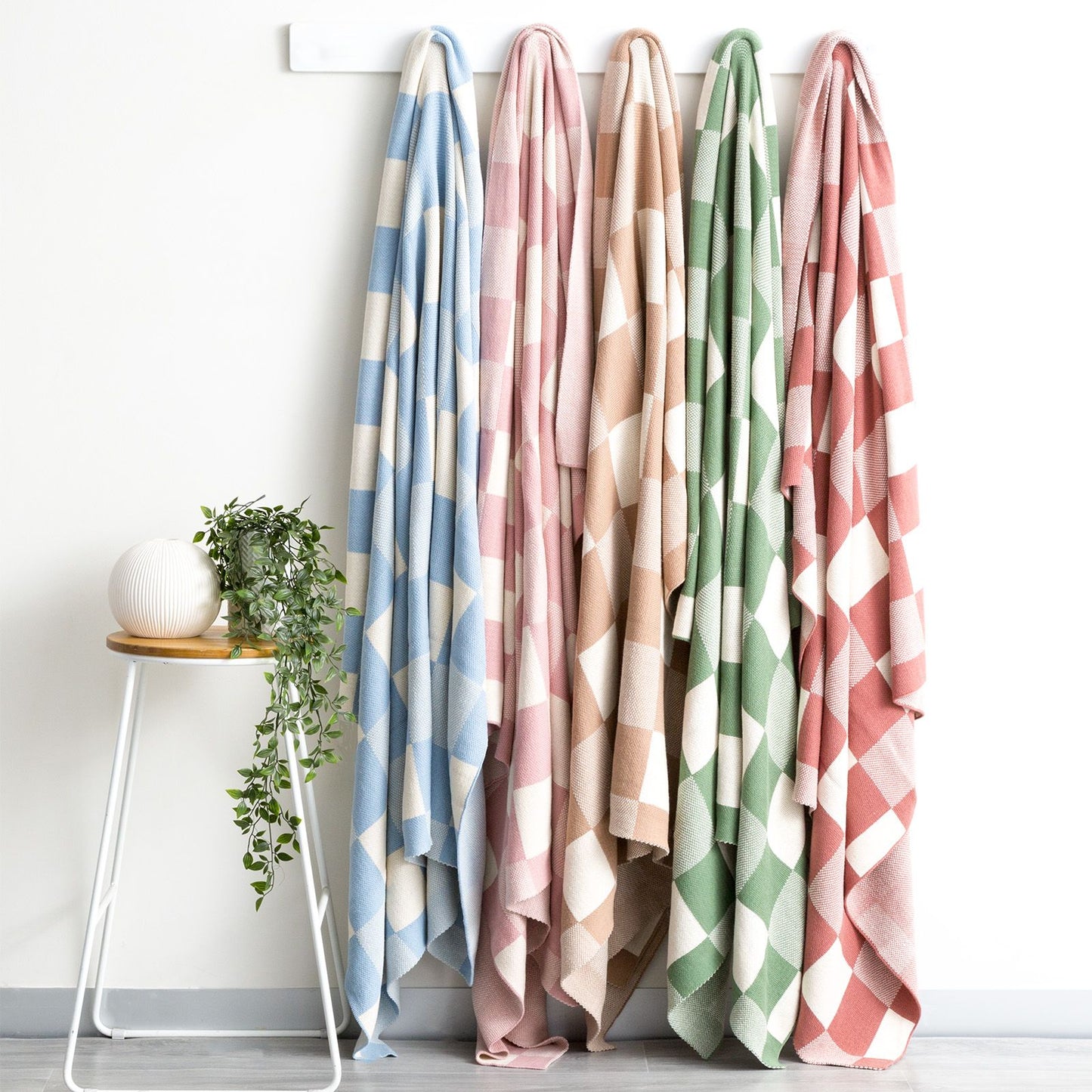 Newport Checkered Cotton Knitted Throw
