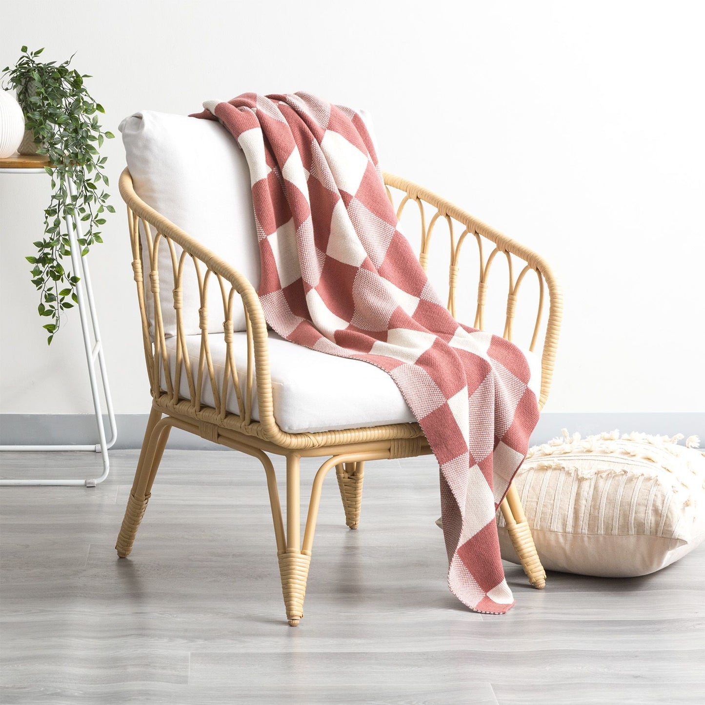 Newport Checkered Cotton Knitted Throw