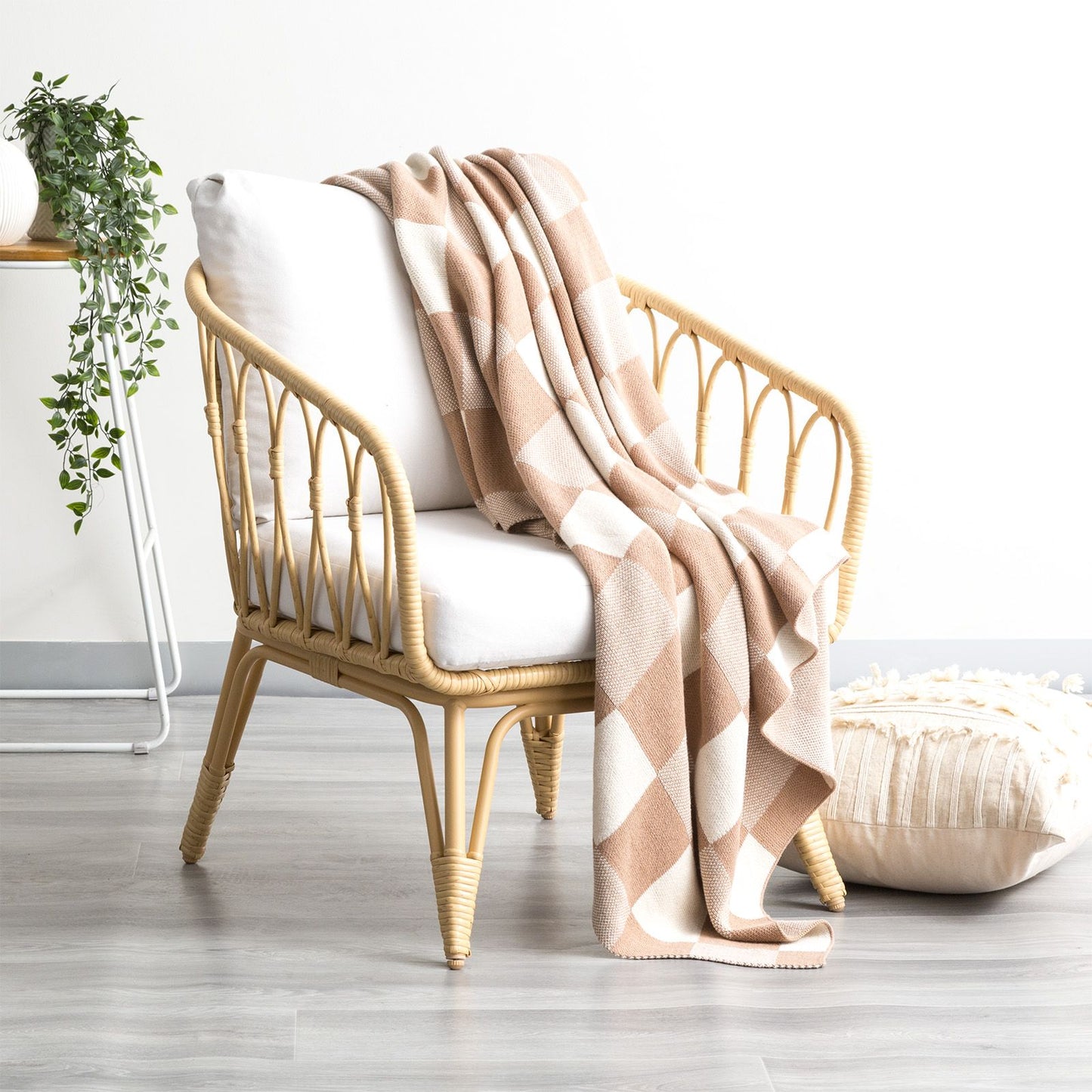 Newport Checkered Cotton Knitted Throw