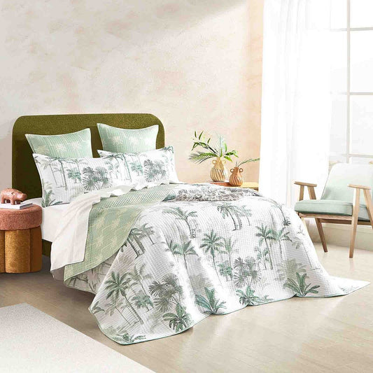 Marbella Palm Quilted Reversible Coverlet Set