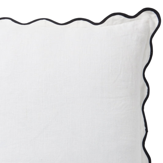 Linen Scallop Blanc 55cm Cushion