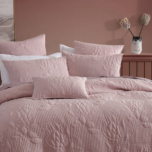 Flourish Rose Platinum Quilt Cover Set