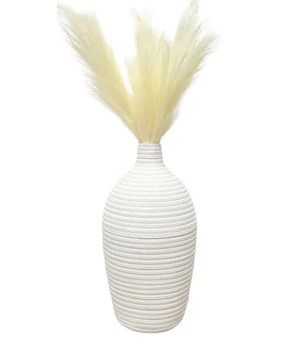 Rippled White Floor Vase