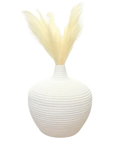 Rippled White Floor Vase
