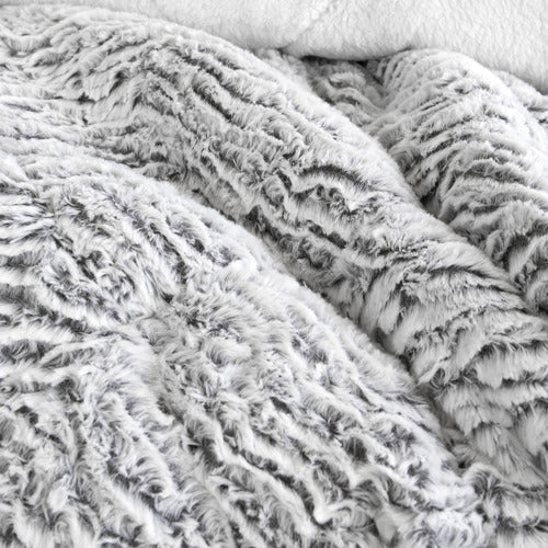 Silver Faux Fur Comforter Set