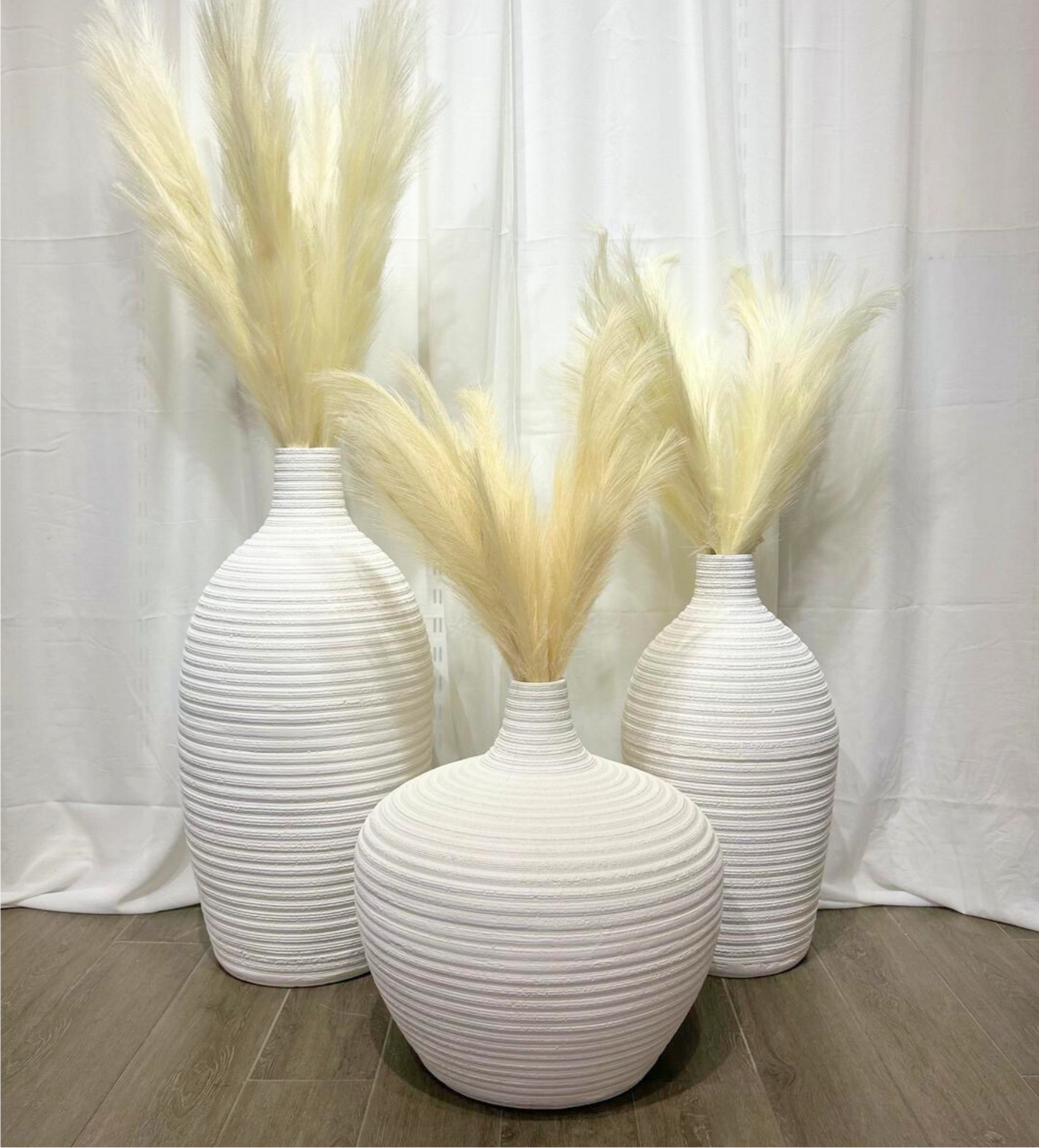 Rippled White Floor Vase
