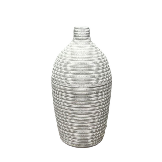 Rippled White Floor Vase