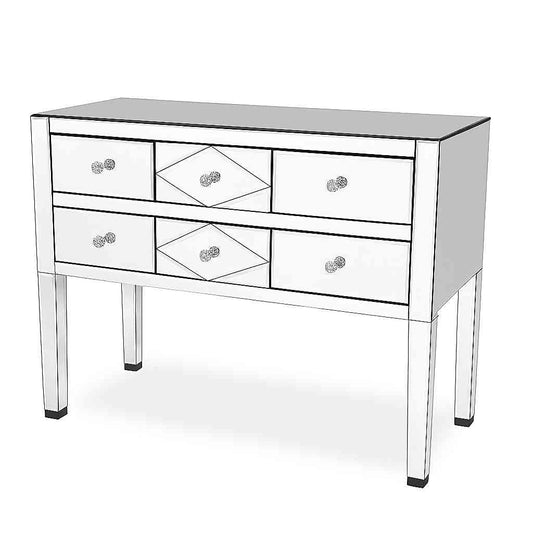 6 Drawer Mirror Console Table