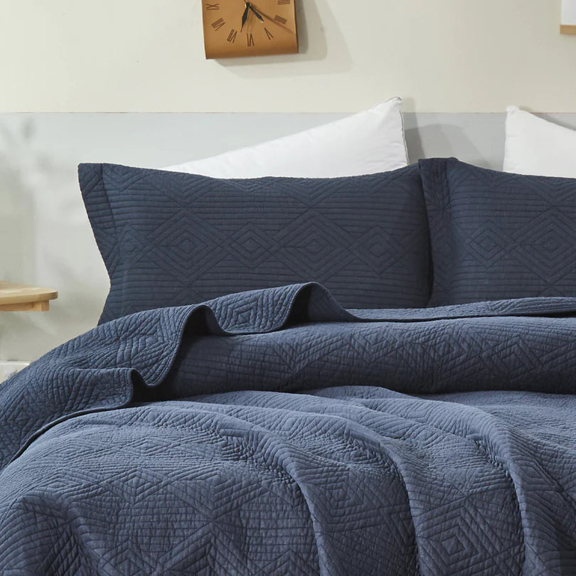 Diamond Navy Coverlet Set