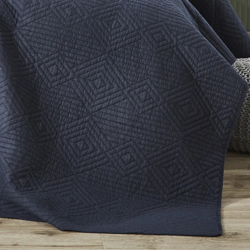 Diamond Navy Coverlet Set