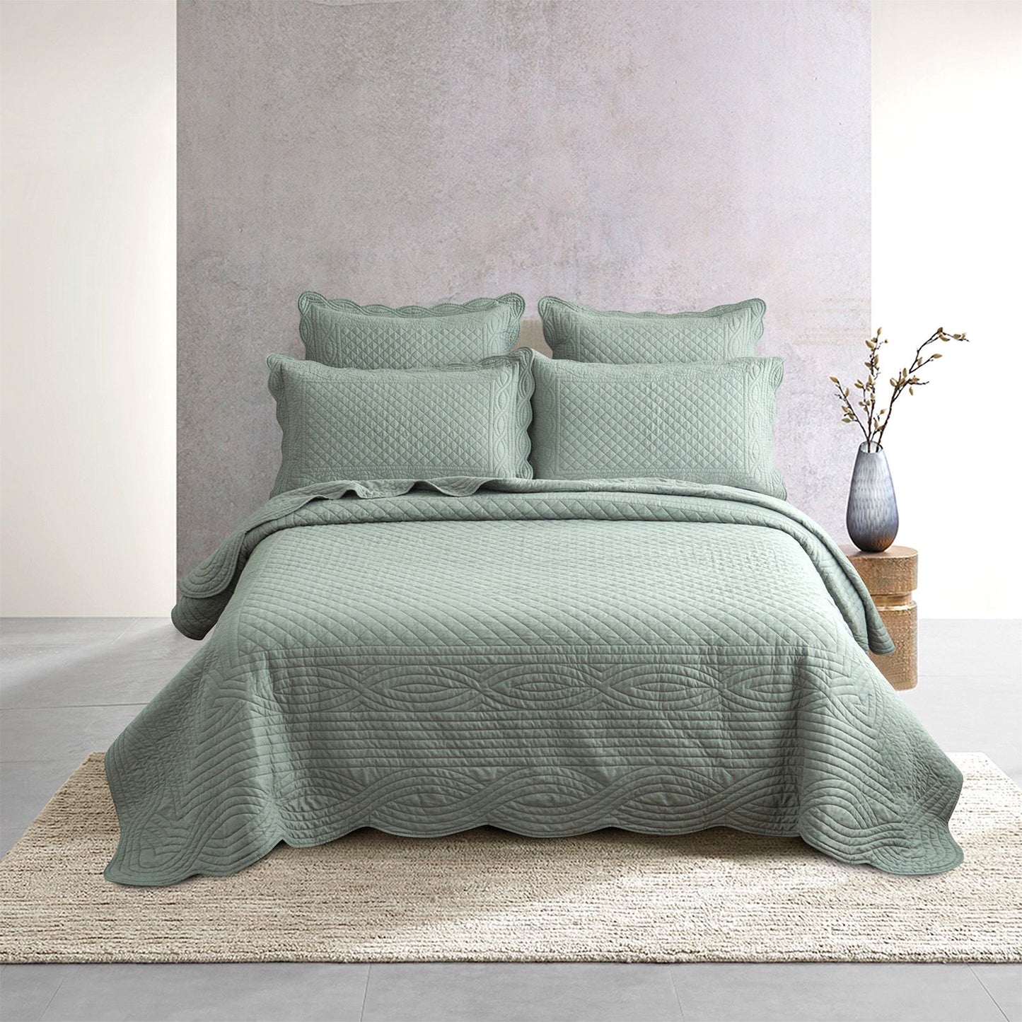 Scallop Jacquard Coverlet Set