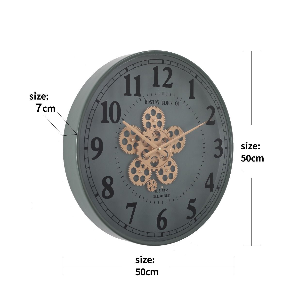 Henri Round Industrial Wall Clock 50cm
