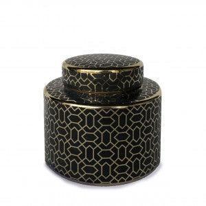 Zara Black & Gold Ceramic Jar 18cm