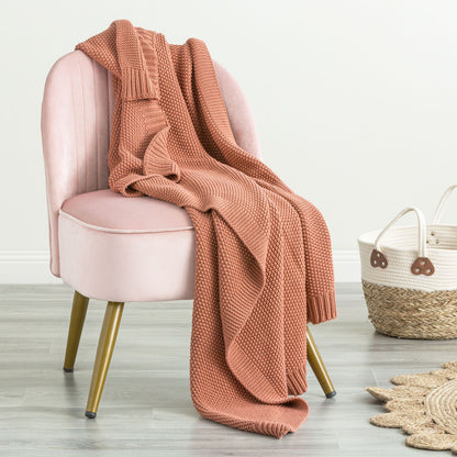 Moss Seed Stitch 100% Cotton Knitted Throw