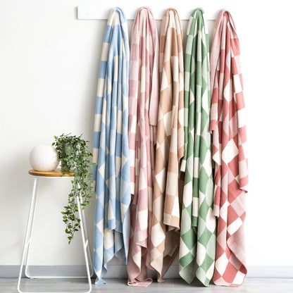 Newport Checkered Cotton Knitted Throw