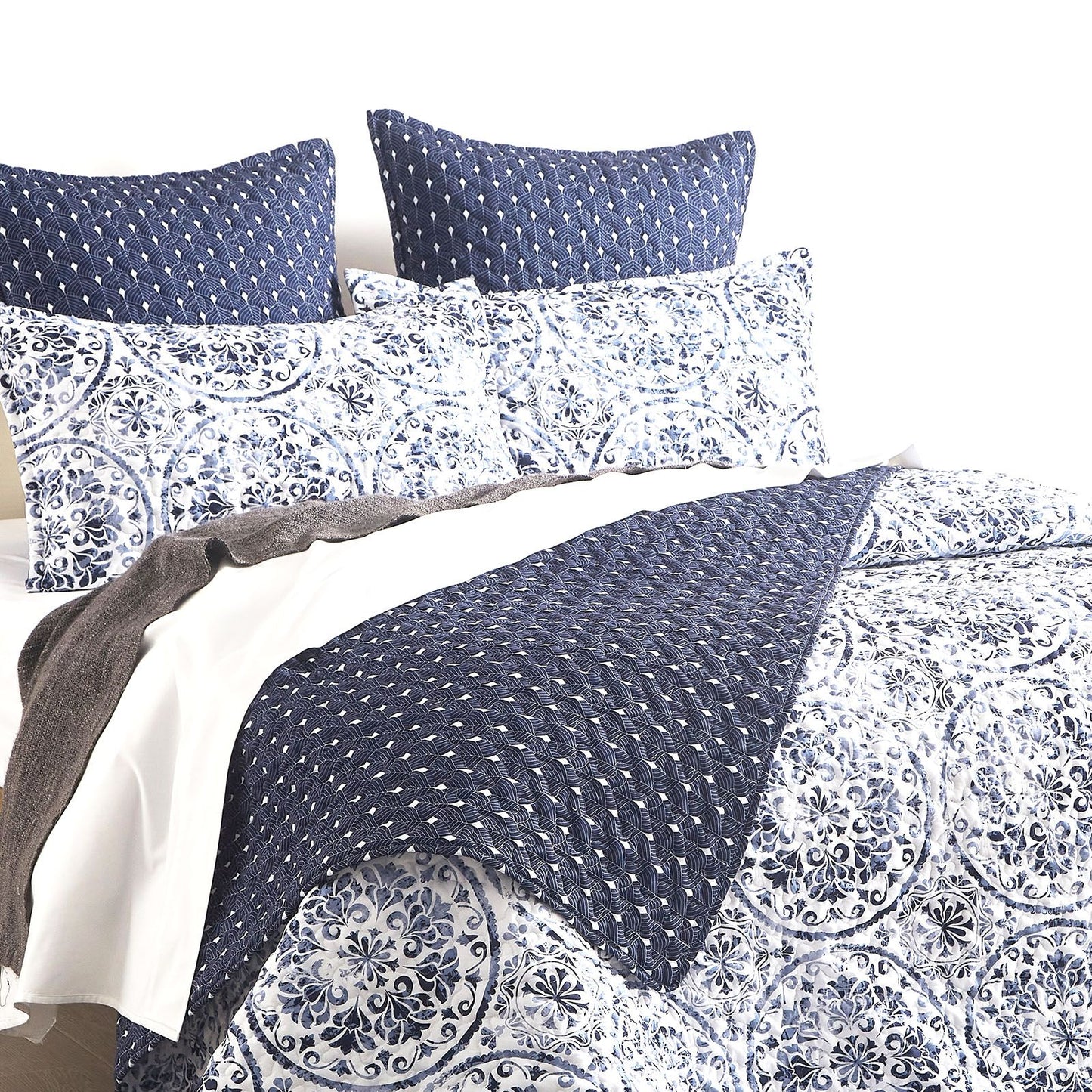 Delos Quilted Reversible Coverlet Set
