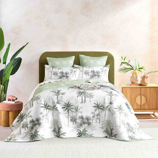 Marbella Palm Quilted Reversible Coverlet Set