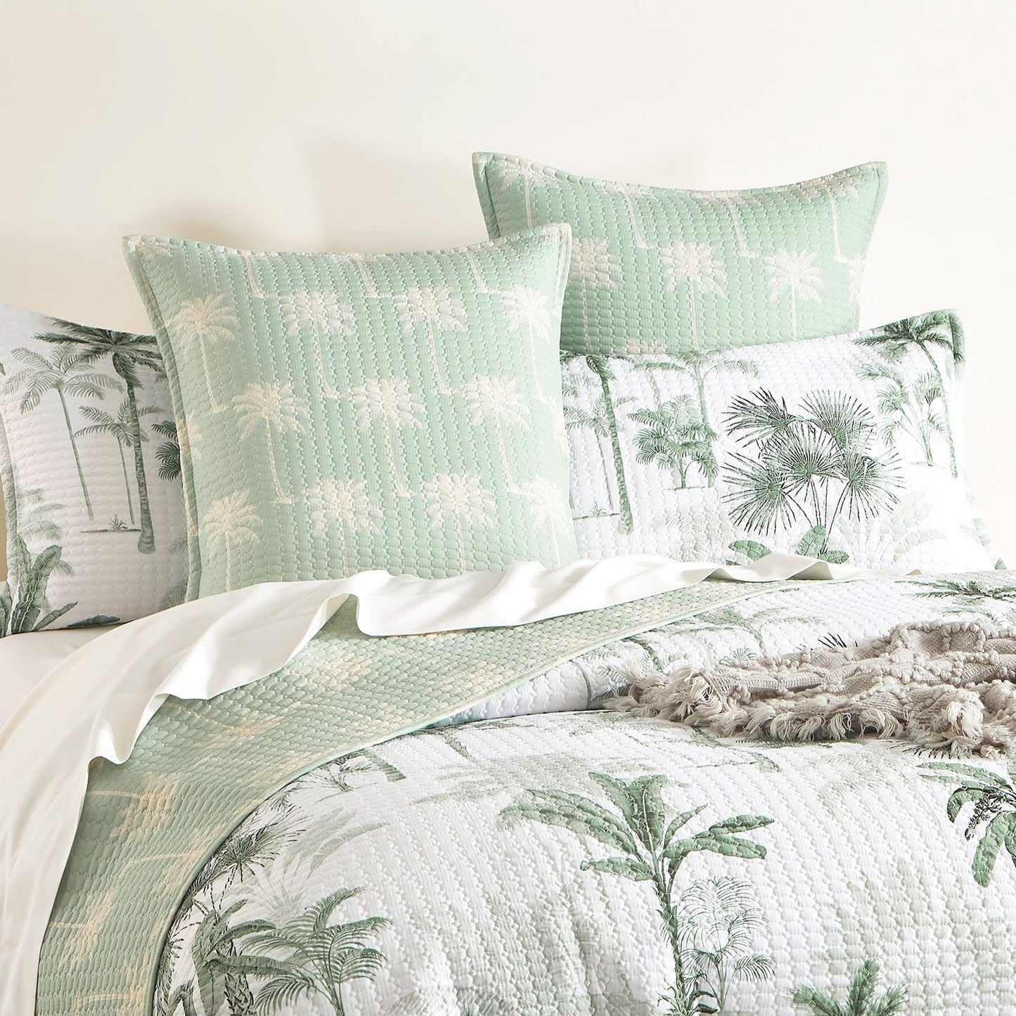 Marbella Palm Quilted Reversible Coverlet Set