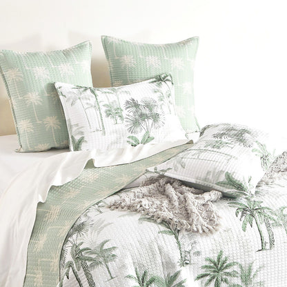 Marbella Palm Quilted Reversible Coverlet Set