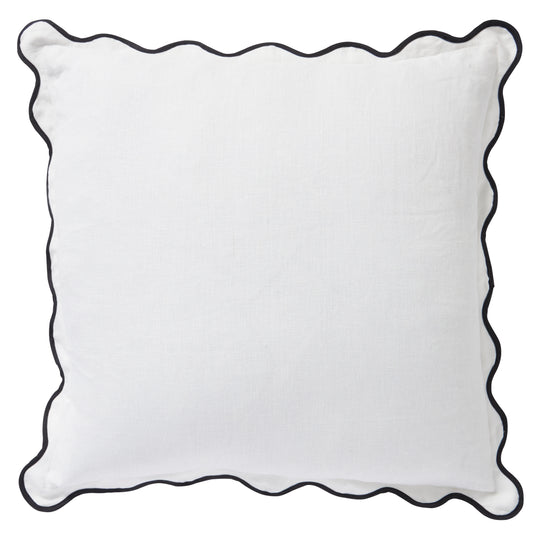 Linen Scallop Blanc 55cm Cushion