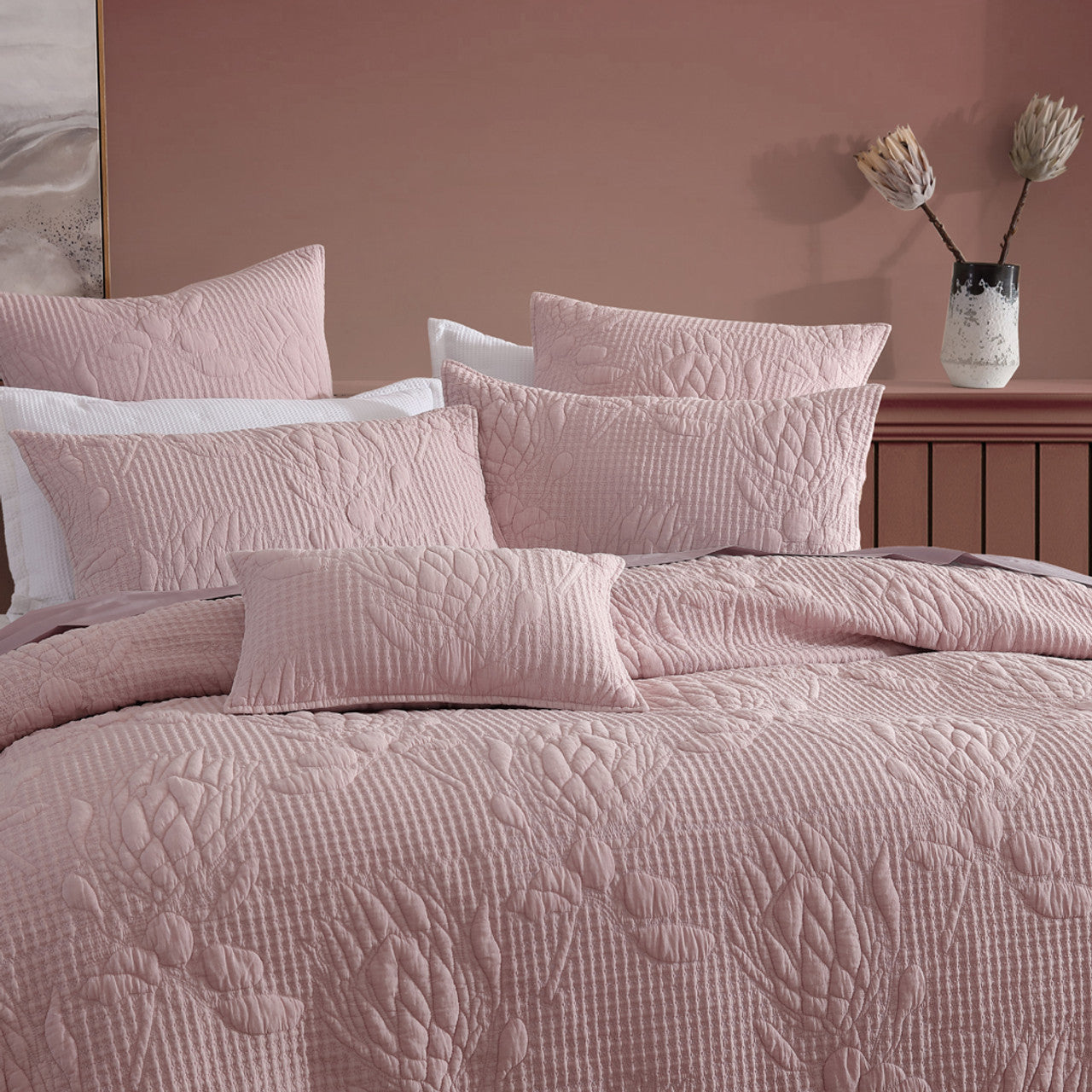 Flourish Rose Platinum Quilt Cover Set