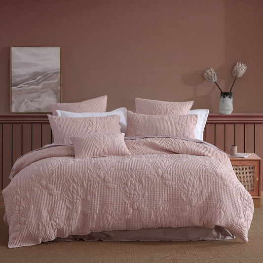 Flourish Rose Platinum Quilt Cover Set