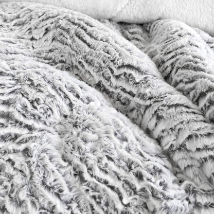 Silver Faux Fur Comforter Set