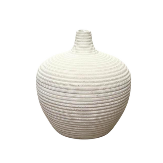 Rippled White Floor Vase