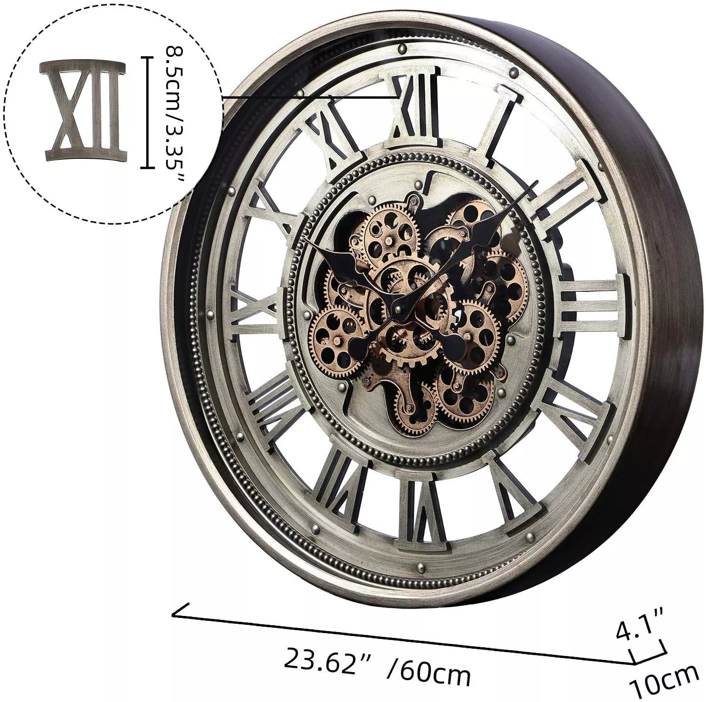 Round Industrial Wall Clock 60cm