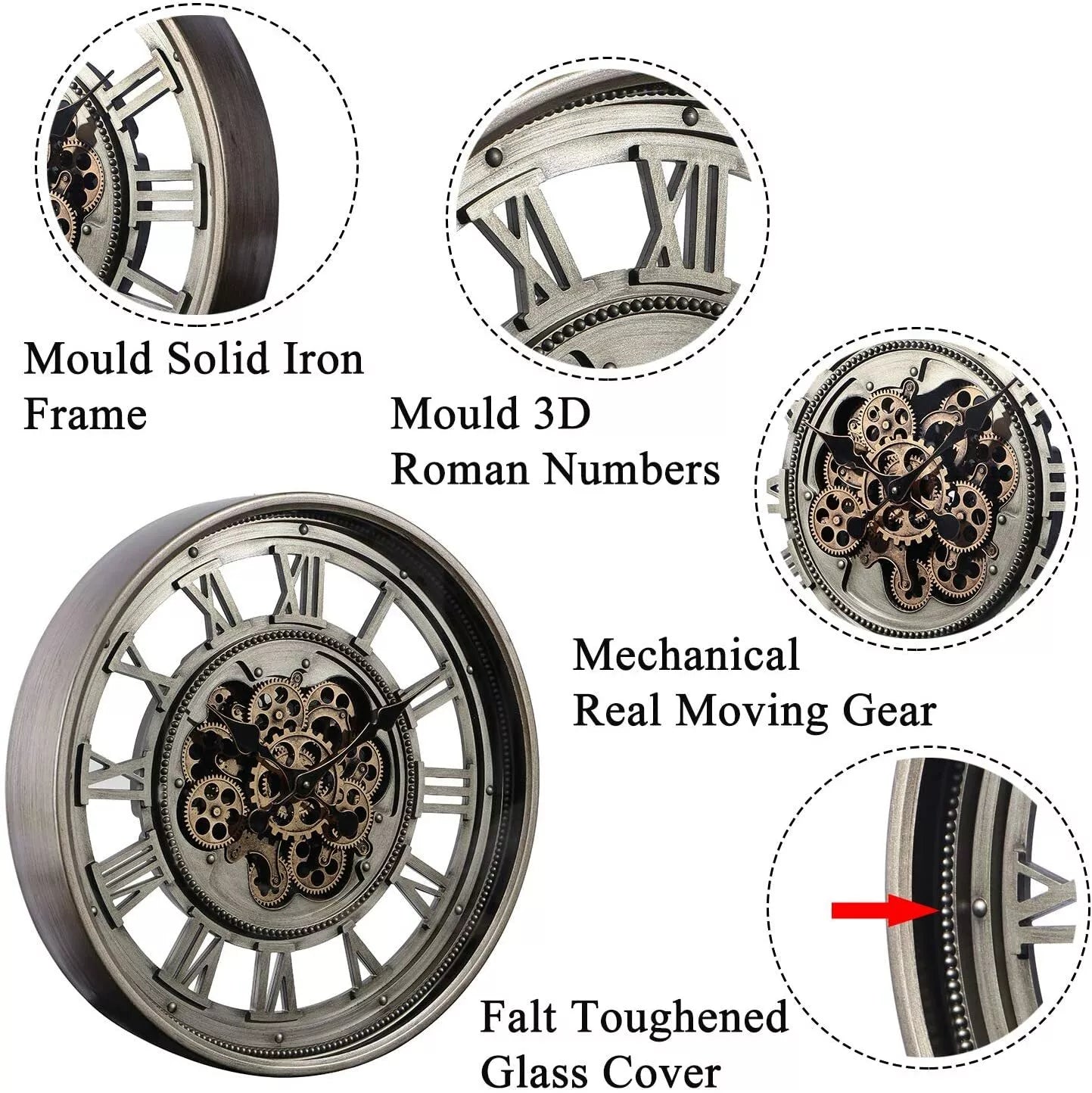 Round Industrial Wall Clock 60cm
