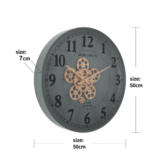 Henri Round Industrial Wall Clock 50cm