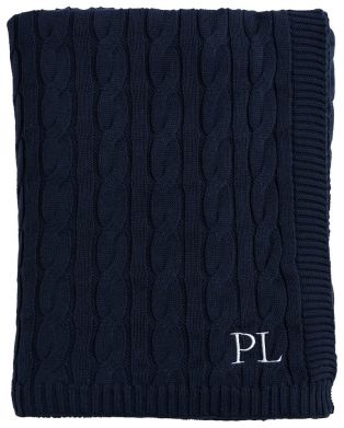 Cable Knit Navy Throw