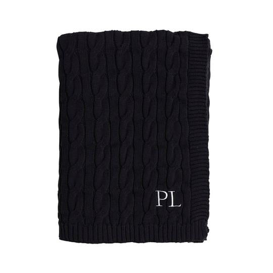 Cable Knit Black Throw